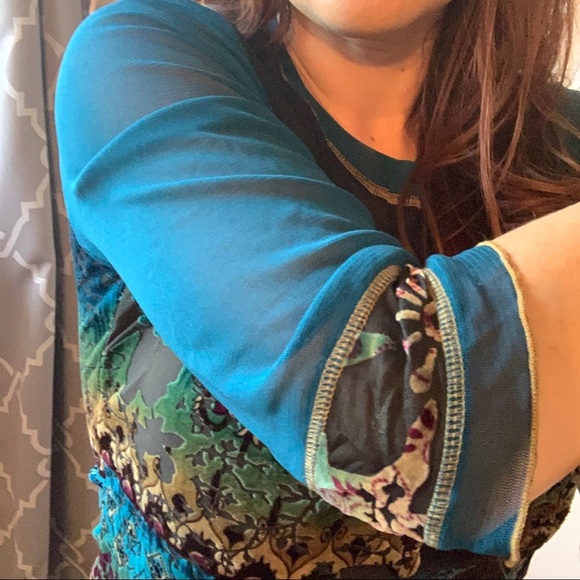 Vintage Boho tribal mesh and velvet top - Picture 12 of 16